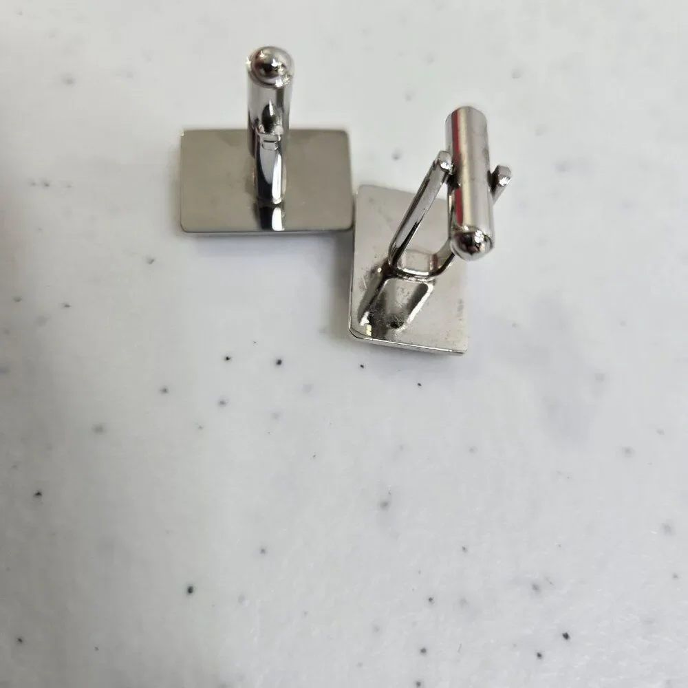 Geoffrey Beene Cufflinks Multi Color Silver Tone Mens Red Blue Yellow